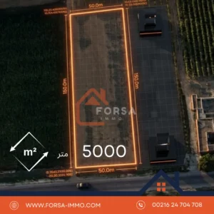 5000 متر – أرض للبيع على الشارع الرئيسي – طريق المهدية القيروان